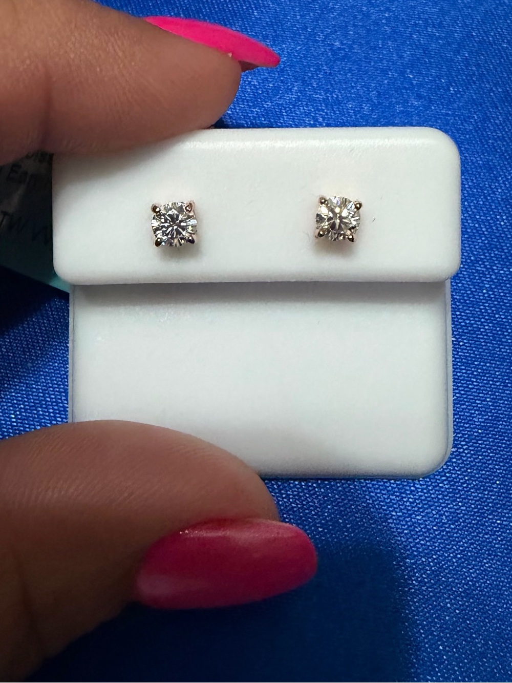 Rose Gold Moissanite Solitaire Stud Earrings .44 CTW